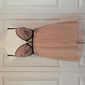 Soft Pink Romantic Coquette Floral Lace Babydoll Slip Cami Top; Auden, Size M